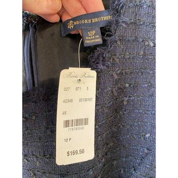 Brooks Brothers Dress Women 12P NEW Blue Tweed Career Midi Holiday Party Gift - Picture 4 of 12